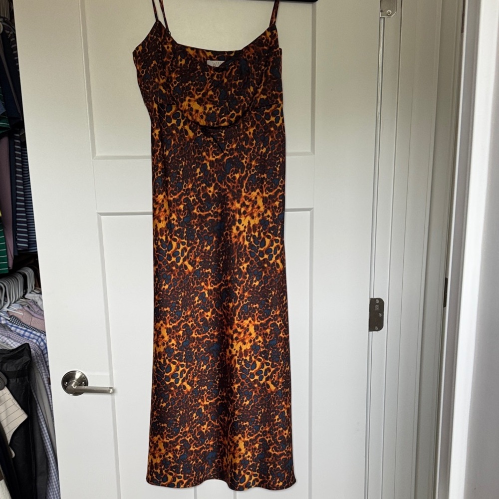 Wayf Leopard Print Spaghetti Strap Dress